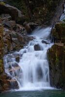 Waterfalls amidst the rocks and trees are beautiful and refreshing photo