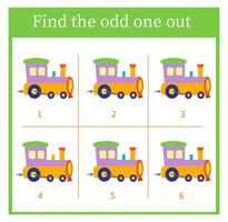 Logic game for kids. Find the odd one out. Preschool worksheet activity. illustration vector
