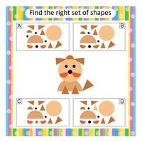 Logic puzzle for children. Find the correct set of cartoon animal. Answer is B. vector