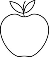 Apple Outline with Two Leaves - Minimalist Fruit Line Art for Autumn and Fall Designs vector
