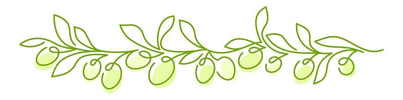 Olive horizontal frieze. Continuous linear pattern vector