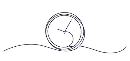 Clock with arrow. One thin line continuous symbol vector