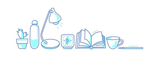 Library and books. Art line sketch border. Symbol vector