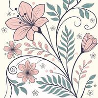 Delicate Floral Ornament with Botanical Line Art vector