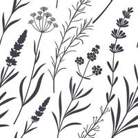 Seamless Floral Line Art Pattern with Roses and Vines vector