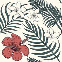 Continuous Line Art Floral Pattern with Wildflowers vector