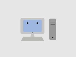 A minimalist illustration of a cartoon computer vector