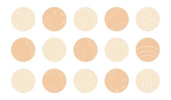 Set of beige backgrounds templates in boho style. Icons vector