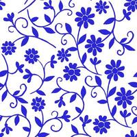 Seamless pattern with blue flowers ornament. vector