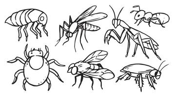 Set of insect pests. Sketch vector