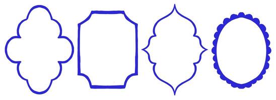 Set of blue frames with swirls, elegant illustration. vector