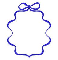 frame of blue ribbon with a bow. vector