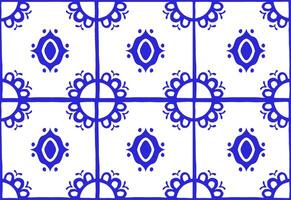 seamless pattern with tiles with blue patterns vector