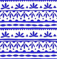 Seamless pattern with blue horizontal damask ornaments. vector