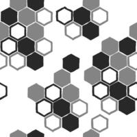 Seamless pattern with black and gray honeycombs. Monochrome print for fabric, wallpaper, wrapping paper. vector