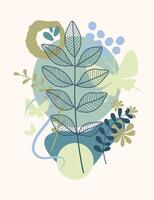Leaf art drawing with abstract shape. vector