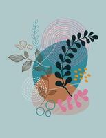 Leaf drawing with abstract shape. vector