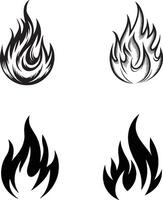 Four different types of fire flames on a white background vector