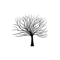 Minimalist Leafless Tree Silhouette - Black and White Tree Art vector