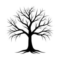 Spooky Forest Tree Silhouette, Minimalist Dead Tree Design vector