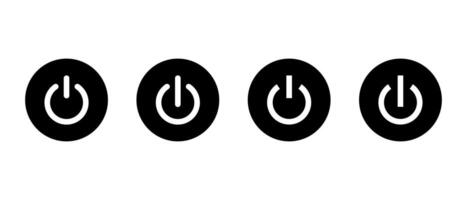 Power switch button icon on black circle. ON and OFF sign symbol. Electricity shutdown concept vector