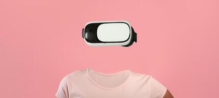 A person is immersed in virtual reality using high-tech goggles, showcasing modern gadgetry. The isolated background emphasizes the advanced technology experience without distraction. photo