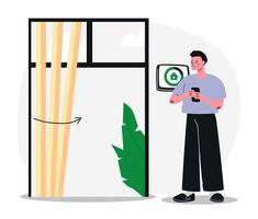 Smart Home Automated Blinds Control via Mobile App vector