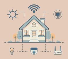 Smart Home Energy and Security Automation Banner. vector