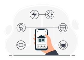 Remote Control of Smart Home Devices from Phone. vector