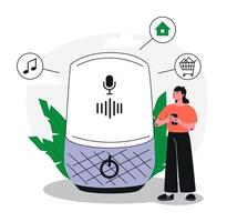Voice Assistant Speaker for Smart Home Automation. vector