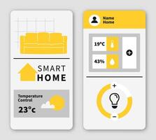 Smart Home Control App User Interface Screens. vector