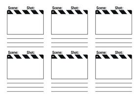 Creative film storyboard template. Perfect for Filmmakers, Designers and Animators. Movie storyboard layout, ideal for scene planning. A4 size template for filmmakers and designers vector