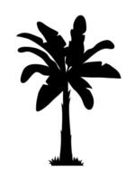 Black banana tree and grass on white background. vector