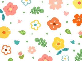 Flowers and leaf's wall art background. line art drawing with abstract shape. vector