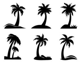 palm tree silhouettes. Tree and root silhouette isolated on white background. vector