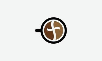 Coffee cub with a cross minimalistic logo design vector