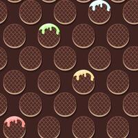 Seamless patterns of the Chocolate waffles or cookies. light pink background for fabric, print, textile, game, wallpaper or more... vector