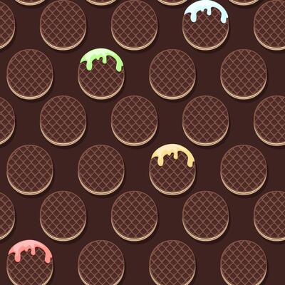 Seamless patterns of the Chocolate waffles or cookies. light pink background for fabric, print, textile, game, wallpaper or more...