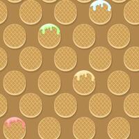 Seamless patterns of the circle waffles or cookies. light pink background for fabric, print, textile, game, wallpaper or more... vector