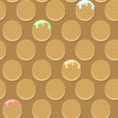 Seamless patterns of the circle waffles or cookies. light pink background for fabric, print, textile, game, wallpaper or more...