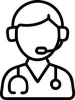Macro portrait of doctor using telemedicine tablet copy space flat vector