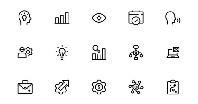 último tecnología y desarrollo símbolos colocar. mínimo, icono preparar vector