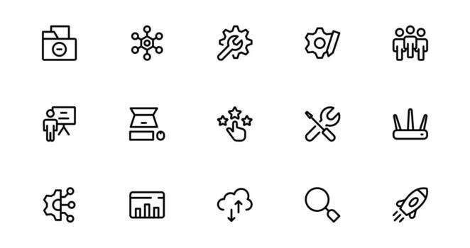 último tecnología y desarrollo símbolos establecer.y icono vector