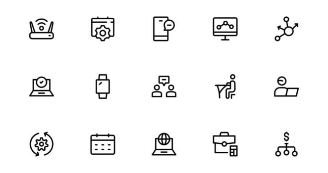 tecnología y desarrollo símbolos colocar. vector