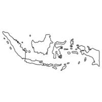 Outline map of Indonesia showing major islands and geographic borders vector