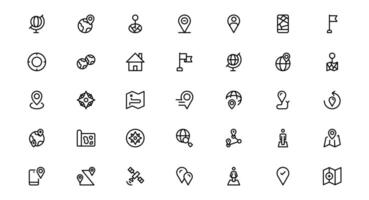 Navigations and Location Maps Icons Collection for UI, GPS, and Travel Apps vector