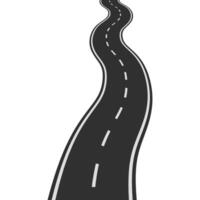 Curved asphalt road with dashed line viewed in dynamic perspective vector