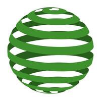 Abstract green spiral sphere representing modern technology and global connectivity vector