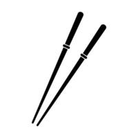 Pair of sleek minimalist black chopsticks, sushi sticks icon vector