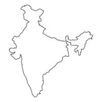 Simple black outline map border India geographical shape isolated vector